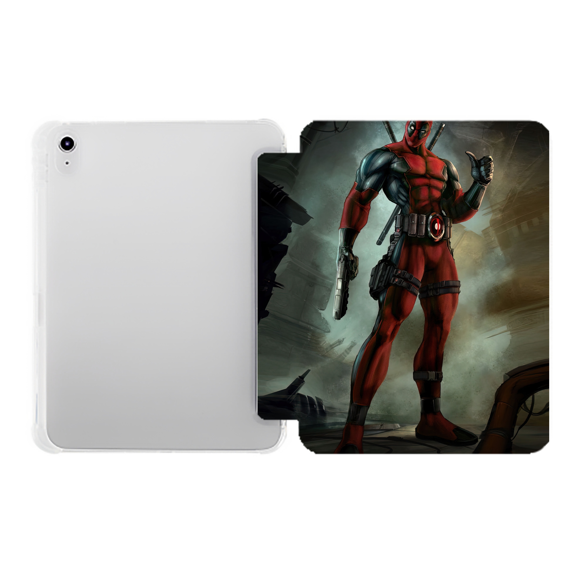 （画像用） Deadpool デッドプール IPad ケース ペン収納付き 三つ折りスタンド PUレザー×シリコン 対応機種9.5/10.5/10.9インチ